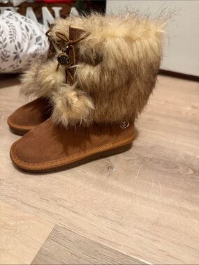 Michael Kors Chestnut Faux Fur Pom Pom Boots